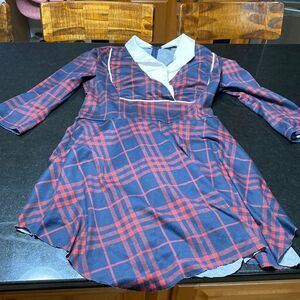 Unique vintage XL 14 Red blue and white gorgeous dress back zipper poly,…